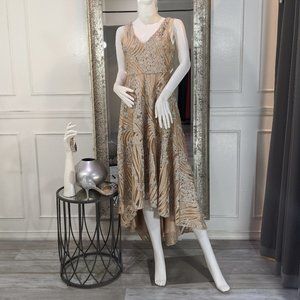 Nude Silver Formal Evening Prom Dress Gown